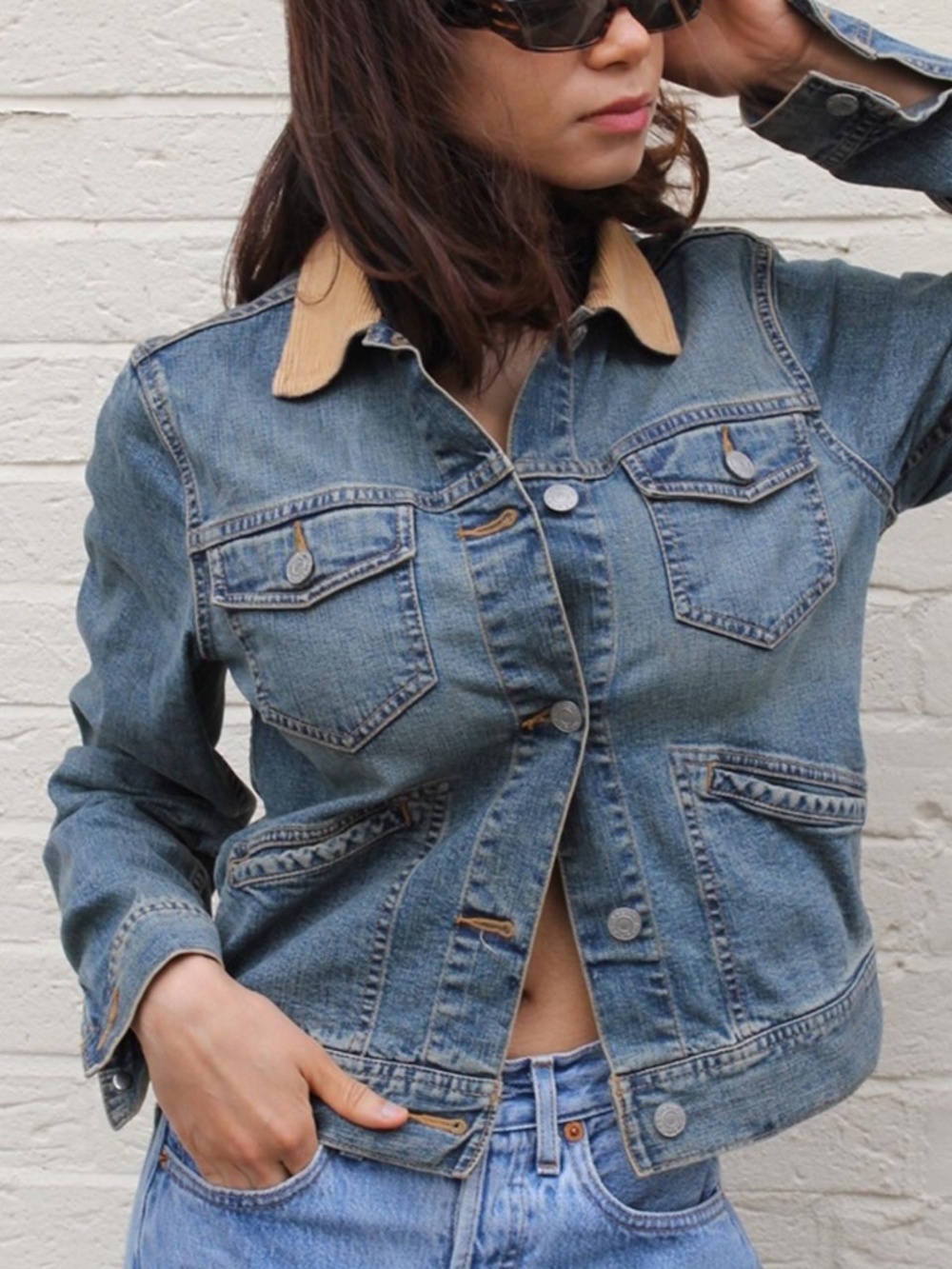 Polo Ralph Lauren 90s Classic Denim Jacket American Flag Corduroy L - Picture 10 of 10